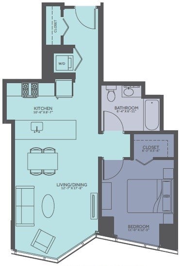 1 Bedroom 06-Avenue Floorplan Image